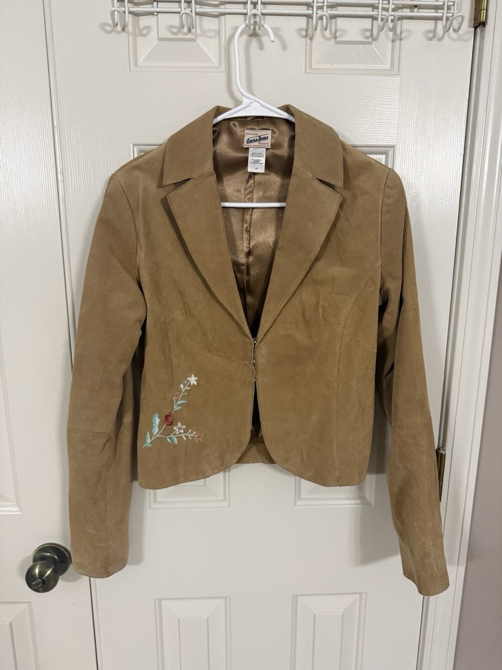 Guess Jeans Vintage Leather Embroidered Jacket Blazer Boho Western L
